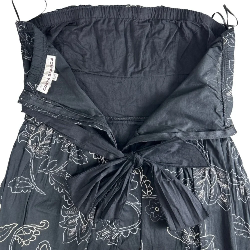 Costa Blanca Y2K Strapless Mini Dress Black Embroidered Floral Bow Coquette Part - Picture 8 of 14